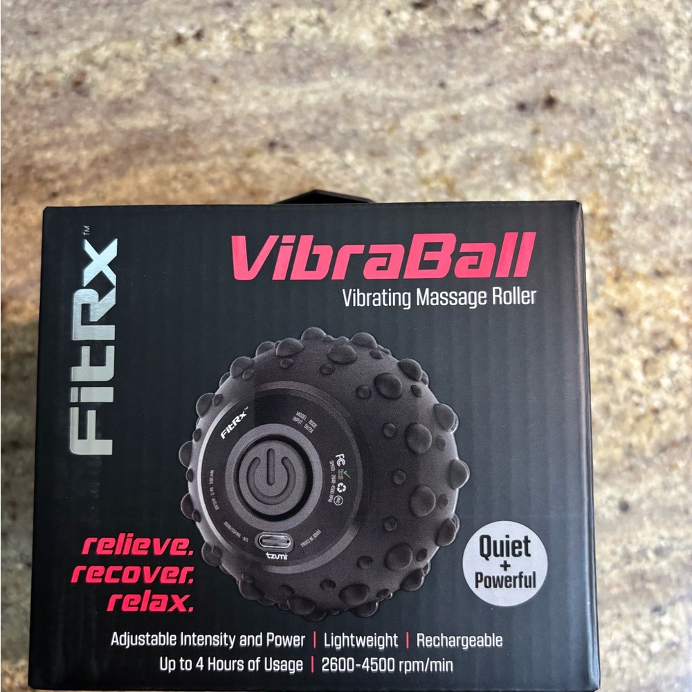 FitRx VibraBall Vibrating Massage Roller - Black and Red